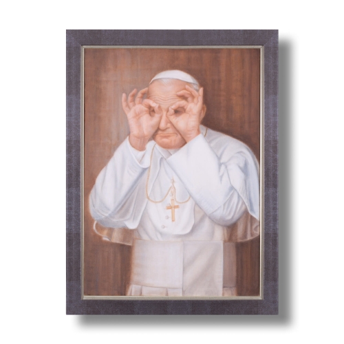 1d69c75b6acd96559a6090528ba56db3.jpg Św. Jan Paweł II - ręcznie malowany obraz - rama