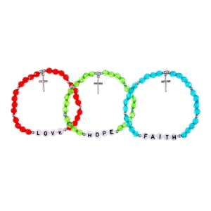 Bransoletka - dziesiątek różańca - FAITH - HOPE - LOVE - zestaw