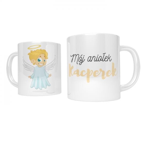 Kubek ceramiczny z aniołkiem, personalizowany - UR ACH066 - Dewocjonalia P.H. Jakóbczak - Katolicki sklep liturgiczny i hurtownia