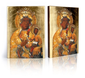 Ikona Religijna Matka Boża Częstochowska w sukience bursztynowej