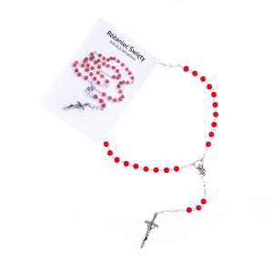 Różaniec - szkło - 6 mm - instrukcja modlitwy w 4 językach (PL, ENG, IT, ESP)