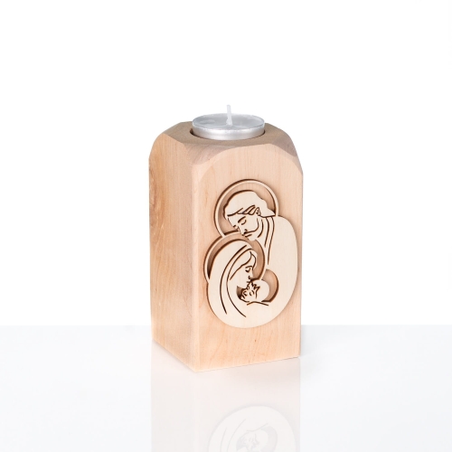 Świecznik - Św. Rodzina - drewno - JS CH018-0 - Dewocjonalia P.H. Jakóbczak - Katolicki sklep liturgiczny i hurtownia