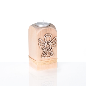 Świecznik - anioł - drewno