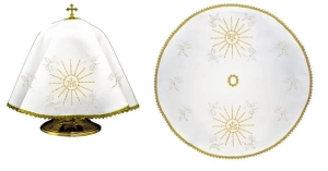 Welon na puszkę biały 53 cm z haftem monogramu IHS - KWE/011/O/04