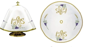Welon na puszkę biały 53 cm z haftem monogramu IHS - KWE/019/O/04