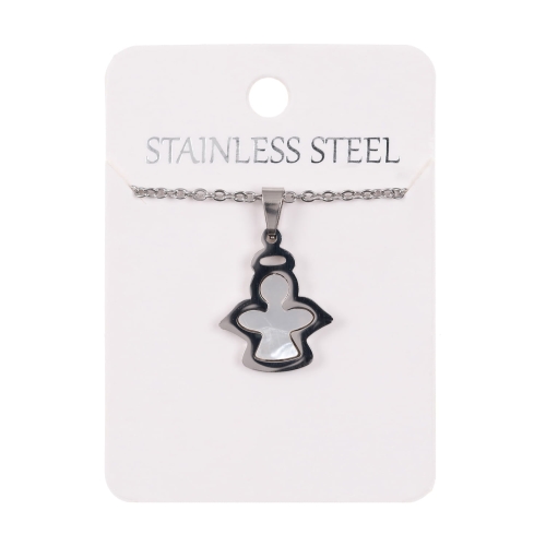 Naszyjnik - aniołek - Perla Madre - Stainless Steel - JS NS003 - Dewocjonalia P.H. Jakóbczak - Katolicki sklep liturgiczny i hurtownia