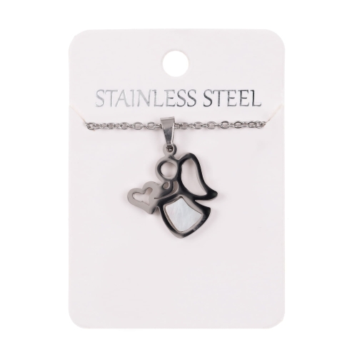 Naszyjnik - aniołek - Perla Madre - Stainless Steel - JS NS004 - Dewocjonalia P.H. Jakóbczak - Katolicki sklep liturgiczny i hurtownia