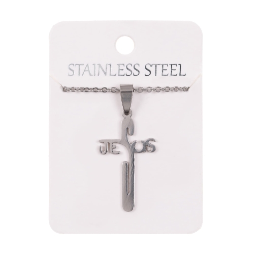 Naszyjnik - krzyżyki - JESUS - Stainless Steel - JS NS015 - Dewocjonalia P.H. Jakóbczak - Katolicki sklep liturgiczny i hurtownia