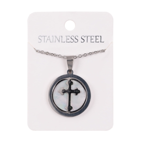 Naszyjnik - krzyżyk - Perla Madre - Stainless Steel - JS NS052 - Dewocjonalia P.H. Jakóbczak - Katolicki sklep liturgiczny i hurtownia