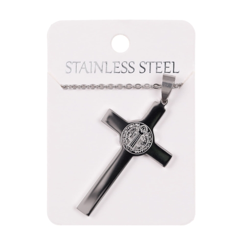 Naszyjnik - krzyżyk - św. Benedykt - Stainless Steel - JS NS045 - Dewocjonalia P.H. Jakóbczak - Katolicki sklep liturgiczny i hurtownia
