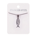 Naszyjnik - rybka chrześcijańska - JESUS - Stainless Steel - JS NS009 - Dewocjonalia P.H. Jakóbczak - Katolicki sklep liturgiczny i hurtownia