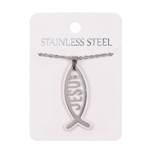 Naszyjnik - rybka chrześcijańska - JESUS - Stainless Steel