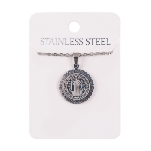 Naszyjnik - św. Benedykt - Stainless Steel - JS NS033 - Dewocjonalia P.H. Jakóbczak - Katolicki sklep liturgiczny i hurtownia