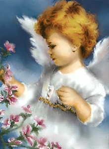 Wyklejanka - 50 x 40 cm - Anioł Stróż - Diamentowa Mozaika - DIY