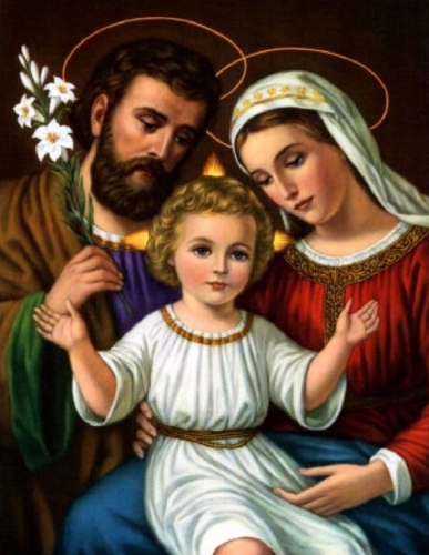 Wyklejanka - 50 x 40 cm - św. Rodzina - Diamentowa Mozaika - DIY - JS J50519 - Dewocjonalia P.H. Jakóbczak - Katolicki sklep liturgiczny i hurtownia
