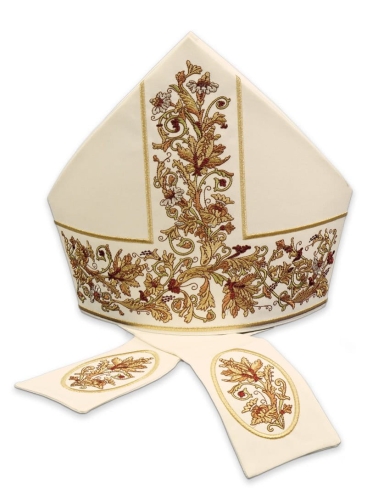 Mitra haftowana bogato zdobiona KMR/002 - HAF KMR/002 - Dewocjonalia P.H. Jakóbczak - Katolicki sklep liturgiczny i hurtownia