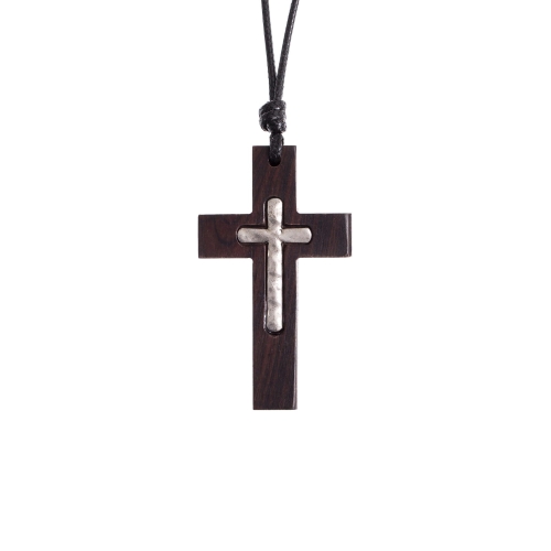 Naszyjnik - krzyż - drewno - JS W002 - Dewocjonalia P.H. Jakóbczak - Katolicki sklep liturgiczny i hurtownia