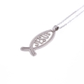 Naszyjnik - rybka chrześcijańska - JESUS - Stainless Steel - JS NS016 - Dewocjonalia P.H. Jakóbczak - Katolicki sklep liturgiczny i hurtownia