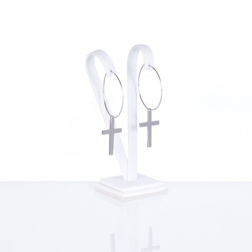 Kolczyki - krzyżyki - wiszące - Stainless Steel - JS ES009 - Dewocjonalia P.H. Jakóbczak - Katolicki sklep liturgiczny i hurtownia