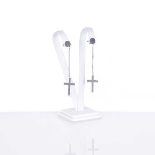 Kolczyki - krzyżyki - wiszące - Stainless Steel - JS ES010 - Dewocjonalia P.H. Jakóbczak - Katolicki sklep liturgiczny i hurtownia