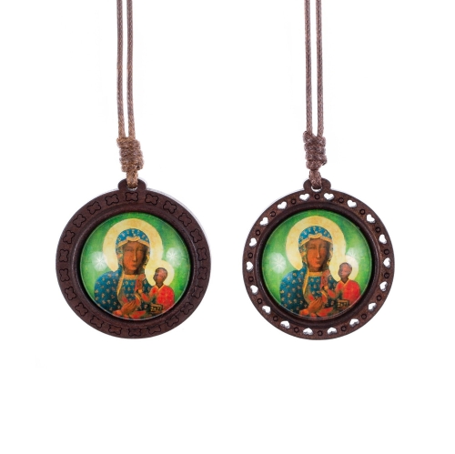 Naszyjnik - Matka Boża Częstochowska - drewno - JS WN001-0 - Dewocjonalia P.H. Jakóbczak - Katolicki sklep liturgiczny i hurtownia