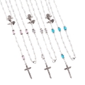 Różaniec do Pierwszej Komunii - szkło - 7 mm - perłowa powłoka - mix kolorów - JS R1269 - Dewocjonalia P.H. Jakóbczak - Katolicki sklep liturgiczny i hurtownia