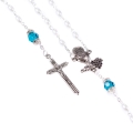 Różaniec do Pierwszej Komunii - szkło - 7 mm - perłowa powłoka - mix kolorów - JS R1269 - Dewocjonalia P.H. Jakóbczak - Katolicki sklep liturgiczny i hurtownia
