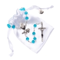 Różaniec do Pierwszej Komunii - szkło - zapinanie - 6 mm - mix kolorów - JS R1200 - Dewocjonalia P.H. Jakóbczak - Katolicki sklep liturgiczny i hurtownia