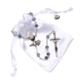 Różaniec do Pierwszej Komunii - szkło - zapinanie - 6 mm - mix kolorów - JS R1266 - Dewocjonalia P.H. Jakóbczak - Katolicki sklep liturgiczny i hurtownia