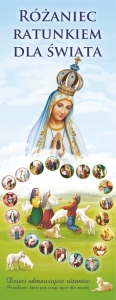 Baner na Różaniec Święty z Matką Bożą Fatimską i pastuszkami