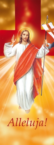 b37f6fde6489258fe28be623a64c6b4a Baner na Wielkanoc "Alleluja!" - pomarańczowy