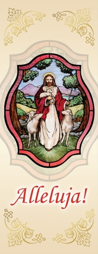 Dobry pasterz z owieczkami - Alleluja! - GAR B-BR2091 - Dewocjonalia P.H. Jakóbczak - Katolicki sklep liturgiczny i hurtownia