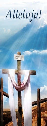 9e139fa0487665f75965933fe495ef9e Baner na Wielkanoc "Alleluja!" - błękitny