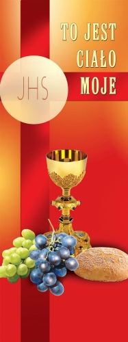 3f837ec2a58e4724133164f3b327ad3f Baner na Boże Ciało, "To jest ciało moje" czerwony
