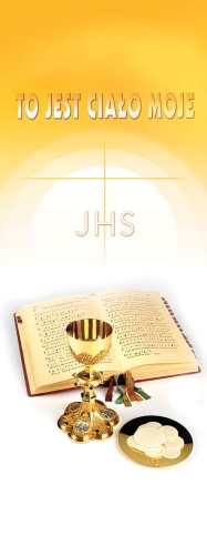 a4e8832a4f9fffcc3e43c313614e3d43 Baner na Boże Ciało, " To jest Ciało moje" żółty