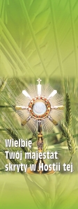 Baner na Boże Ciało "wielbię twój." zielony