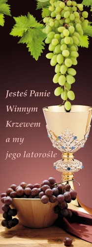 61b3c6ecb2af116066dd4316d5a73d21 Baner na Boże Ciało "Jesteś Panie." bordowy
