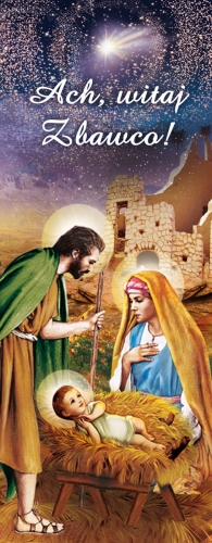 1e9e12834aa5849088cdec6a5b5ab8dc Baner na Boże Narodzenie " Ach Witaj Zbawco" gwiazda betlejemska z pyłem