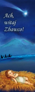 Baner na Boże Narodzenie, "Ach witaj Zbawco", niebieski
