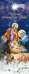 Baner na Boże Narodzenie, " Gloria in Excelsis Deo" niebieski z gwiazdą