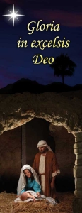 Baner na Boże Narodzenie, "Gloria in Excelsis Deo" granatowy z gwiazdą