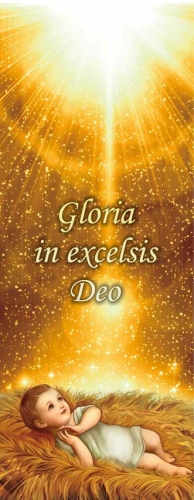 dbfc6e6622d663909413ee8064a8eb88 Baner na Boże Narodzenie, "Gloria in Excelsis Deo" złoty pył