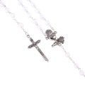 Różaniec do Pierwszej Komunii - naszyjnik - szkło mrożone - 6 mm - JS R1223 - Dewocjonalia P.H. Jakóbczak - Katolicki sklep liturgiczny i hurtownia