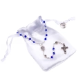 Różaniec do Pierwszej Komunii - naszyjnik - szkło - 4 mm - ozdobny woreczek - mix kolorów - JS R1270 - Dewocjonalia P.H. Jakóbczak - Katolicki sklep liturgiczny i hurtownia