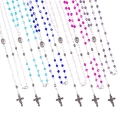 Różaniec do Pierwszej Komunii - naszyjnik - szkło - 4 mm - ozdobny woreczek - mix kolorów - JS R1270 - Dewocjonalia P.H. Jakóbczak - Katolicki sklep liturgiczny i hurtownia