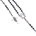 Różaniec do Pierwszej Komunii - czarny Agat - sznurek - 6 mm - ozdobne opakowanie - JS R1314 - Dewocjonalia P.H. Jakóbczak - Katolicki sklep liturgiczny i hurtownia