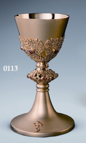 Kielich - nodus ażur, kamienie czerwone - DOB 0113 - Dewocjonalia P.H. Jakóbczak - Katolicki sklep liturgiczny i hurtownia