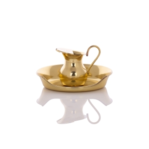 Naczynie do chrztu z miseczką, mosiężne