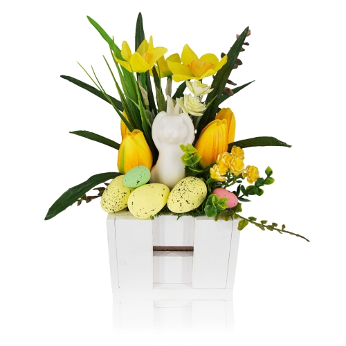 Stroik wielkanocny - dekoracja - króliczek - alabaster - Wielkanoc - JS CH049 - Dewocjonalia P.H. Jakóbczak - Katolicki sklep liturgiczny i hurtownia