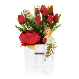 Stroik wielkanocny - dekoracja - aniołek - kwiaty - Wielkanoc